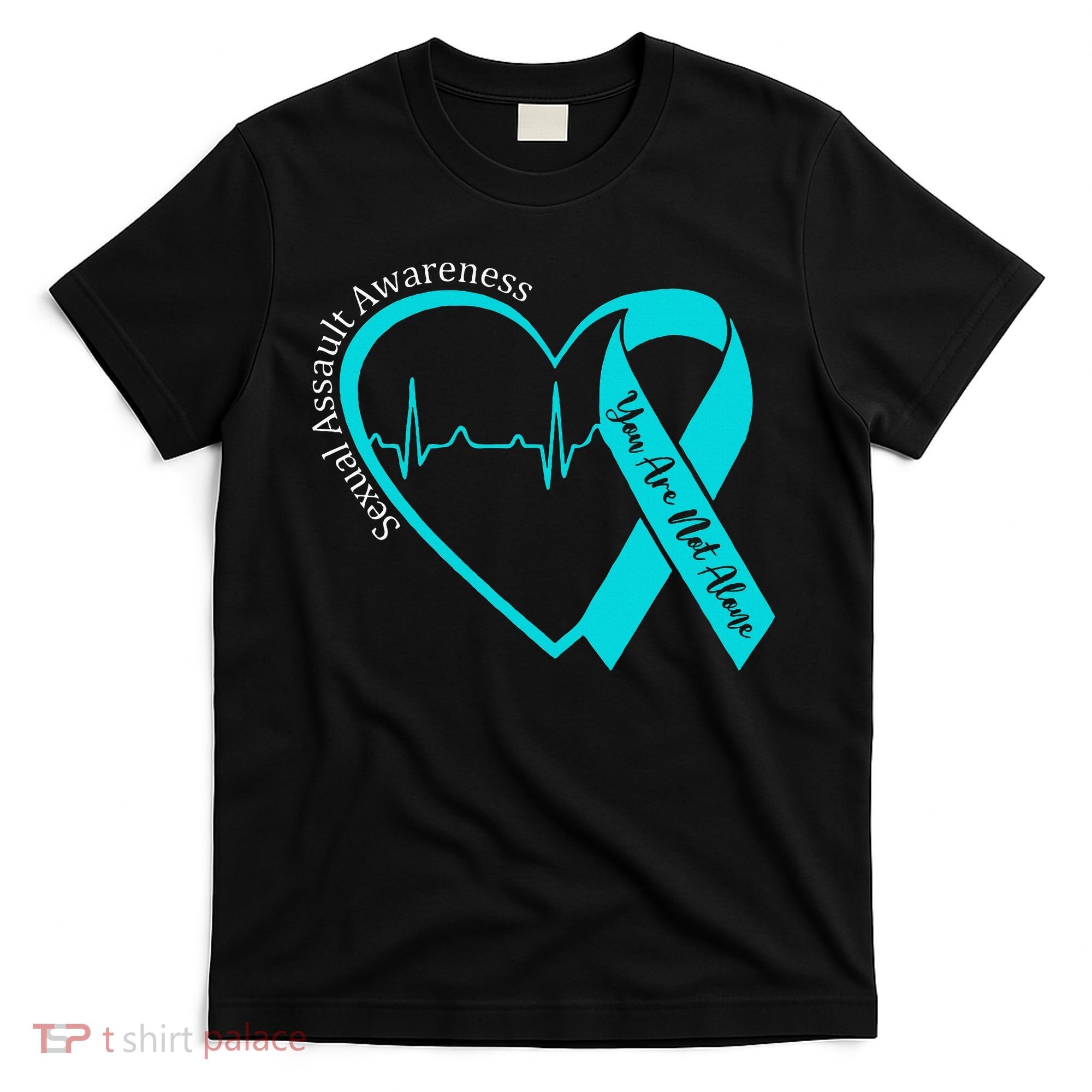 Sexual Assault Awareness Month Heart Teal Ribbon Support T-Shirt
