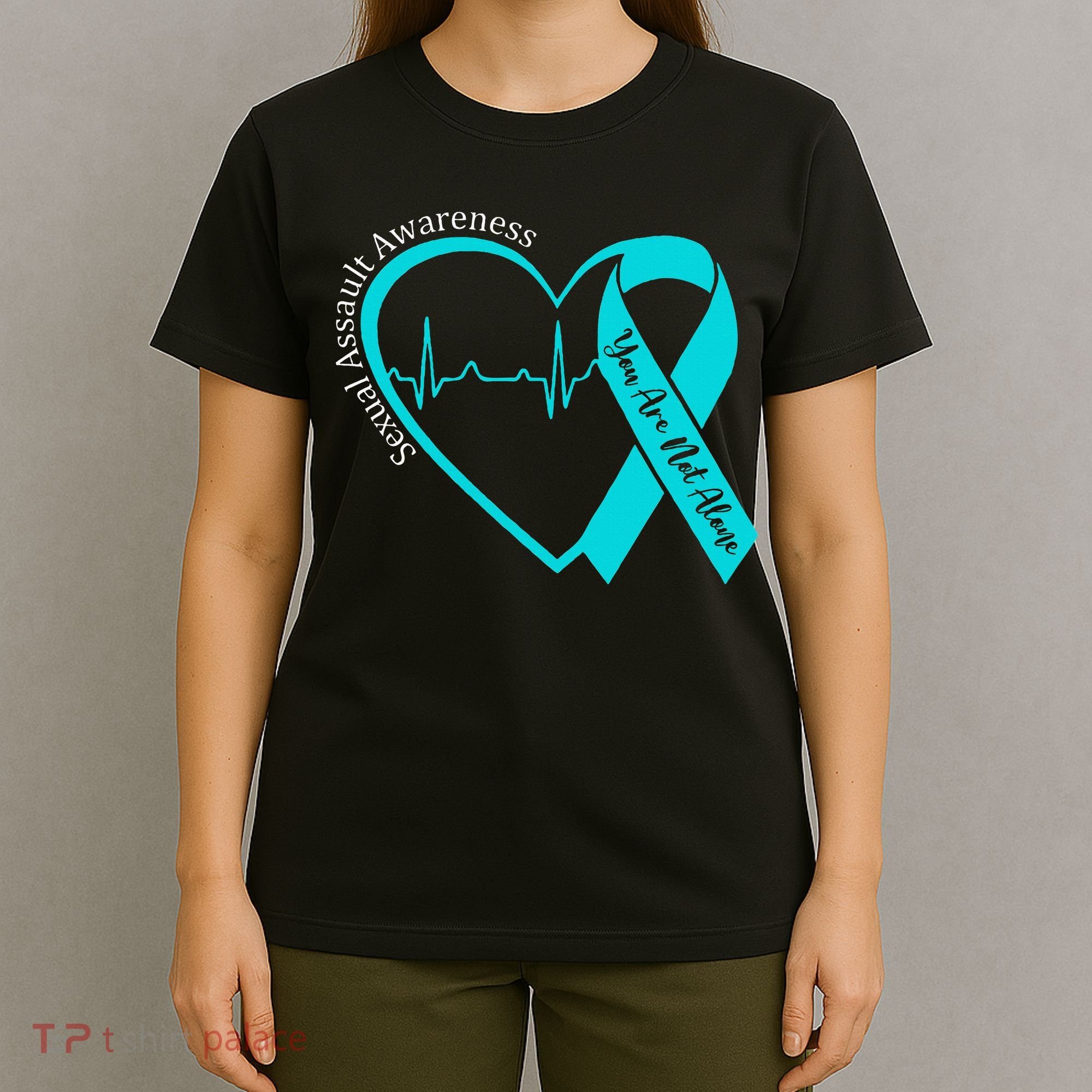 Sexual Assault Awareness Month Heart Teal Ribbon Support T-Shirt