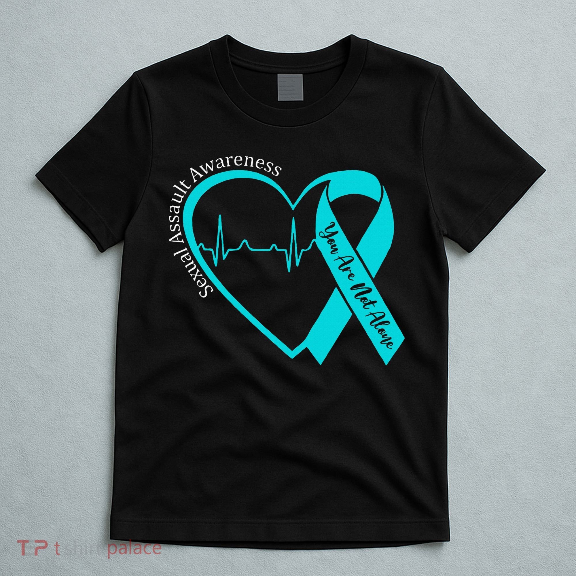 Sexual Assault Awareness Month Heart Teal Ribbon Support T-Shirt