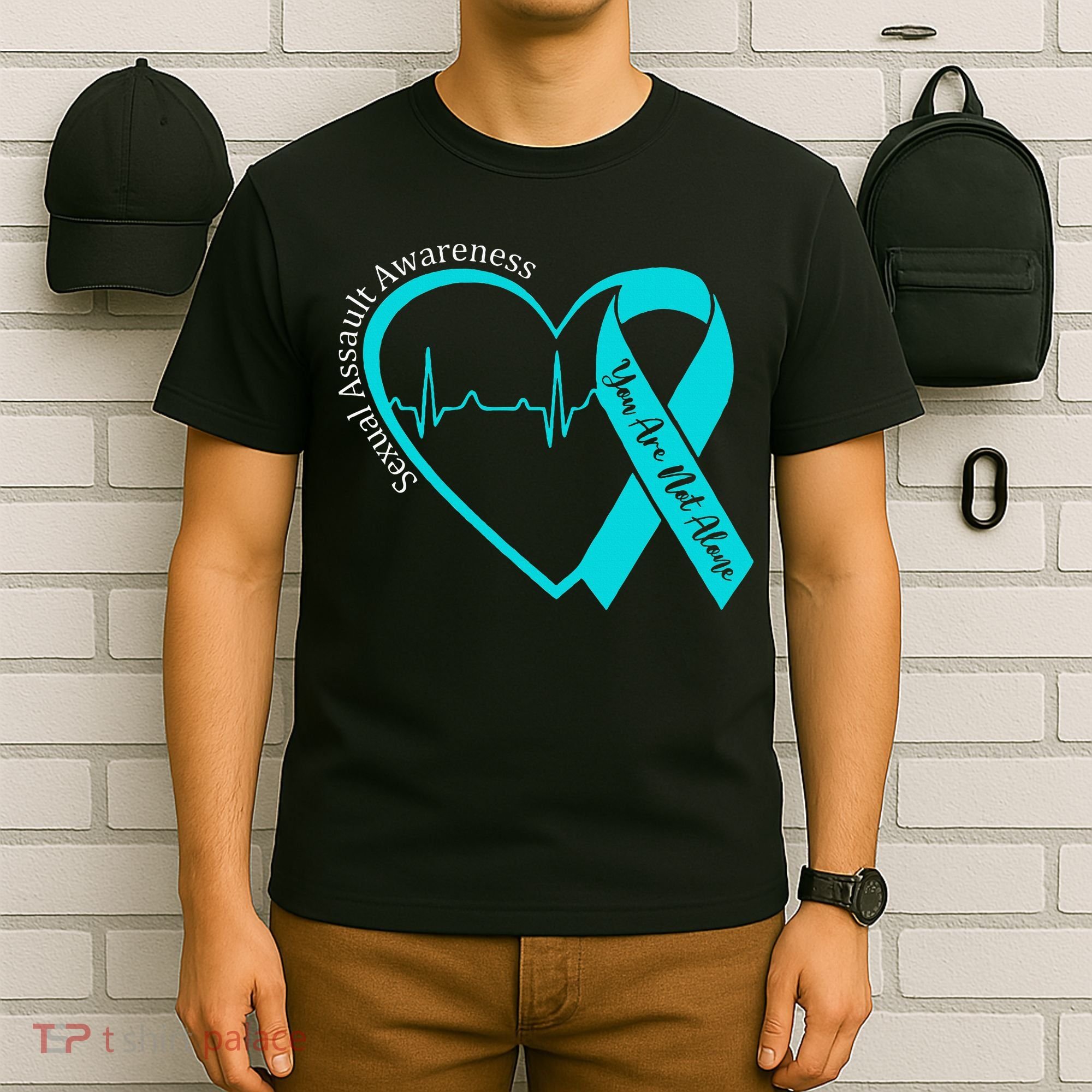 Sexual Assault Awareness Month Heart Teal Ribbon Support T-Shirt
