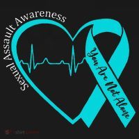 Sexual Assault Awareness Month Heart Teal Ribbon Support T-Shirt thumb 7