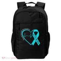 Sexual Assault Awareness Month Heart Teal Ribbon Support Backpack thumb 0