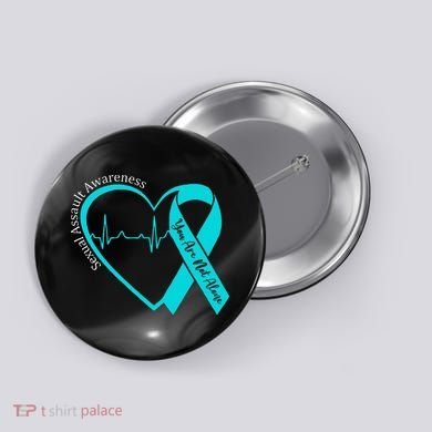 Sexual Assault Awareness Month Heart Teal Ribbon Support Button