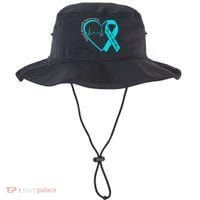 Sexual Assault Awareness Month Heart Teal Ribbon Support Bucket Hat thumb 0