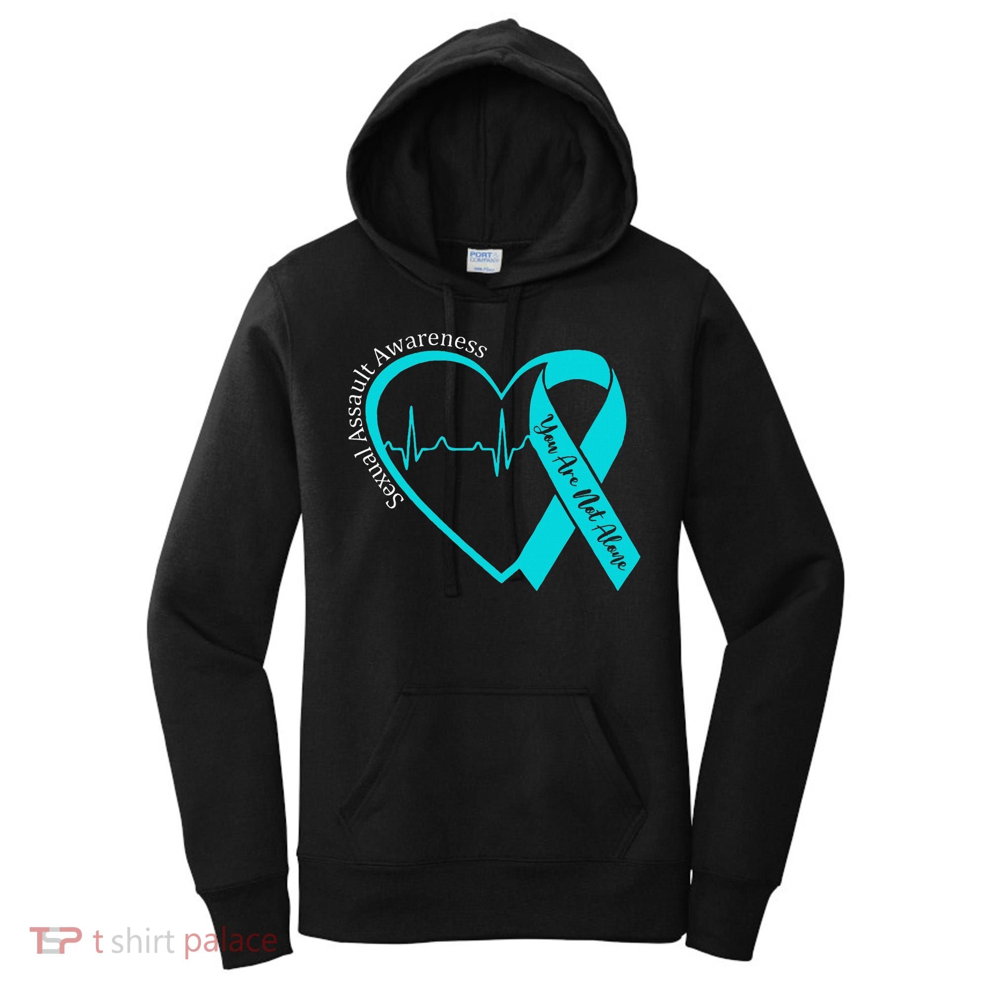 Sexual Assault Awareness Month Heart Teal Ribbon Support Women's Hoodie
