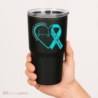 Sexual Assault Awareness Month Heart Teal Ribbon Support Tumbler thumb 2