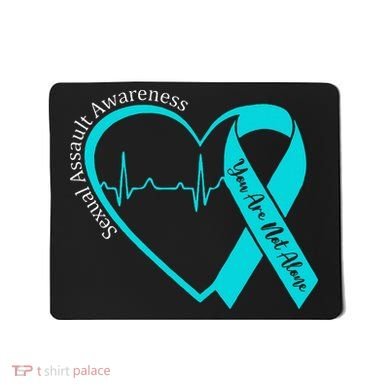 Sexual Assault Awareness Month Heart Teal Ribbon Support Mousepad