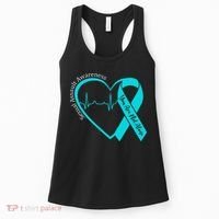Sexual Assault Awareness Month Heart Teal Ribbon Support Women's Tank Top thumb 0