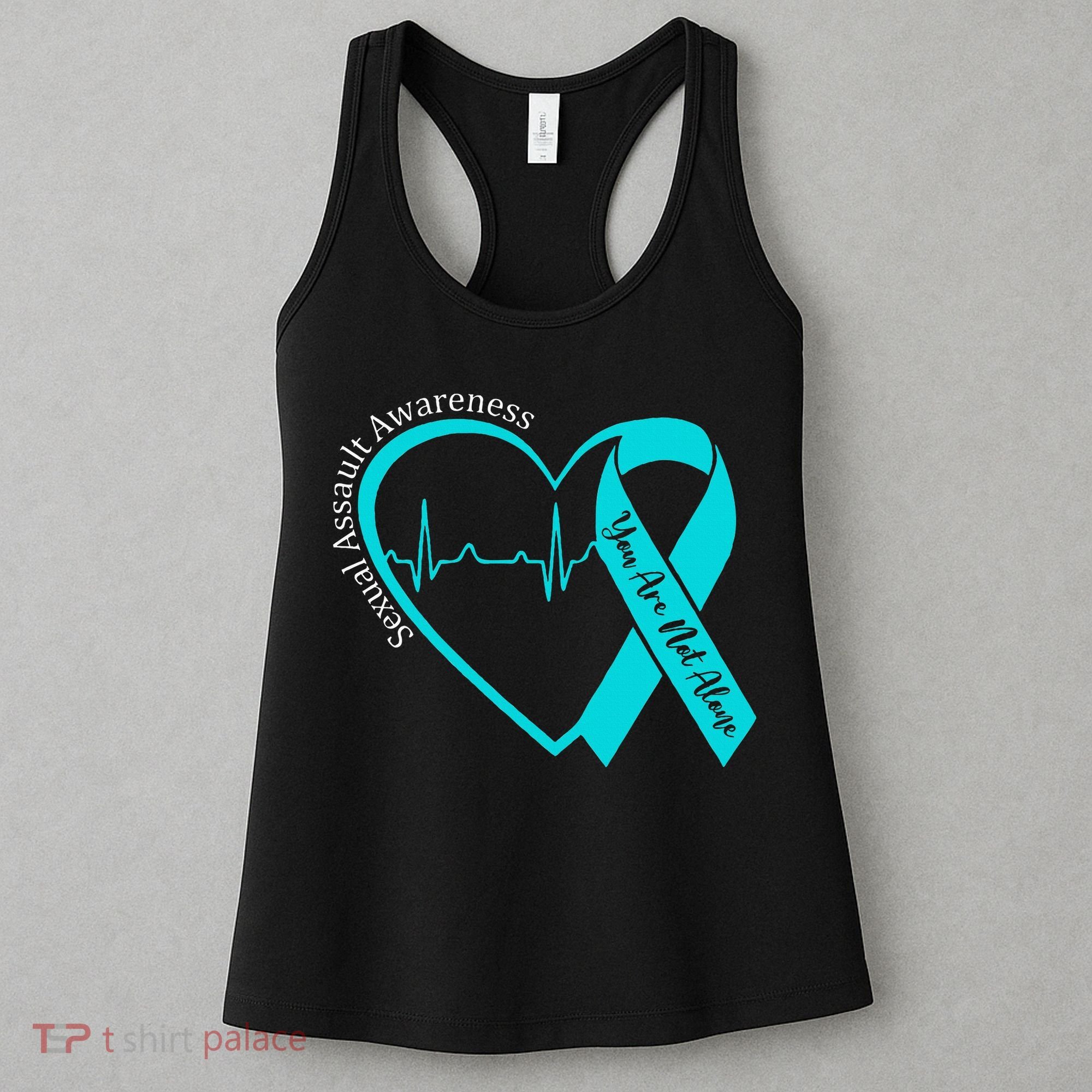 Sexual Assault Awareness Month Heart Teal Ribbon Support Women's Tank Top