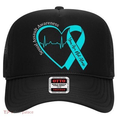 Sexual Assault Awareness Month Heart Teal Ribbon Support Hat