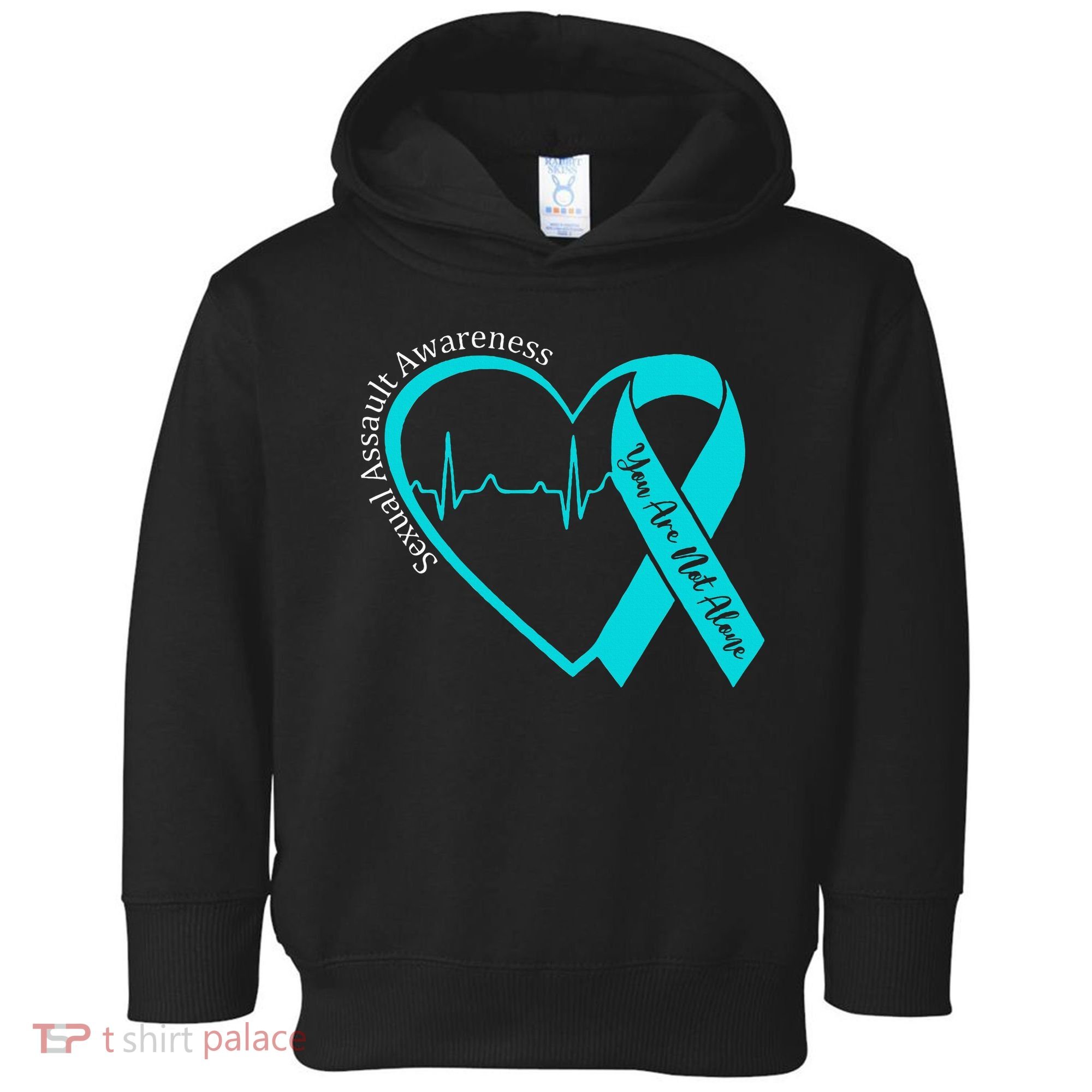 Sexual Assault Awareness Month Heart Teal Ribbon Support Toddler Hoodie