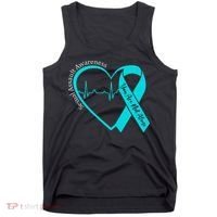 Sexual Assault Awareness Month Heart Teal Ribbon Support Tank Top thumb 0