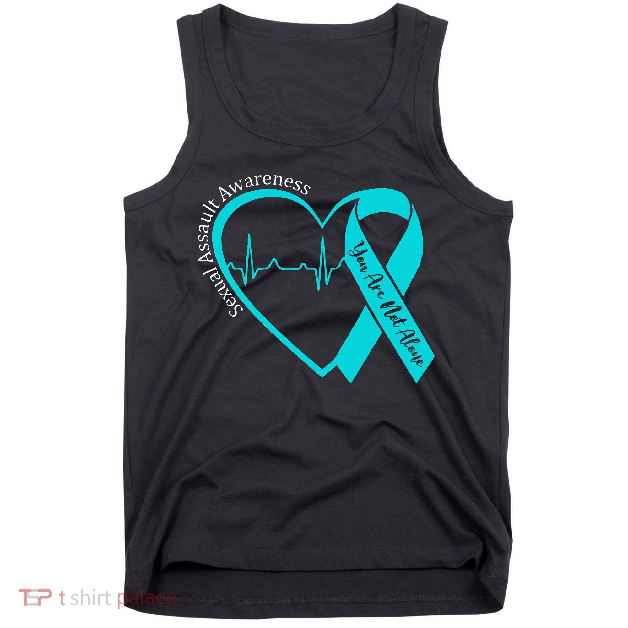 Sexual Assault Awareness Month Heart Teal Ribbon Support Tank Top