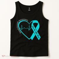Sexual Assault Awareness Month Heart Teal Ribbon Support Tank Top thumb 2