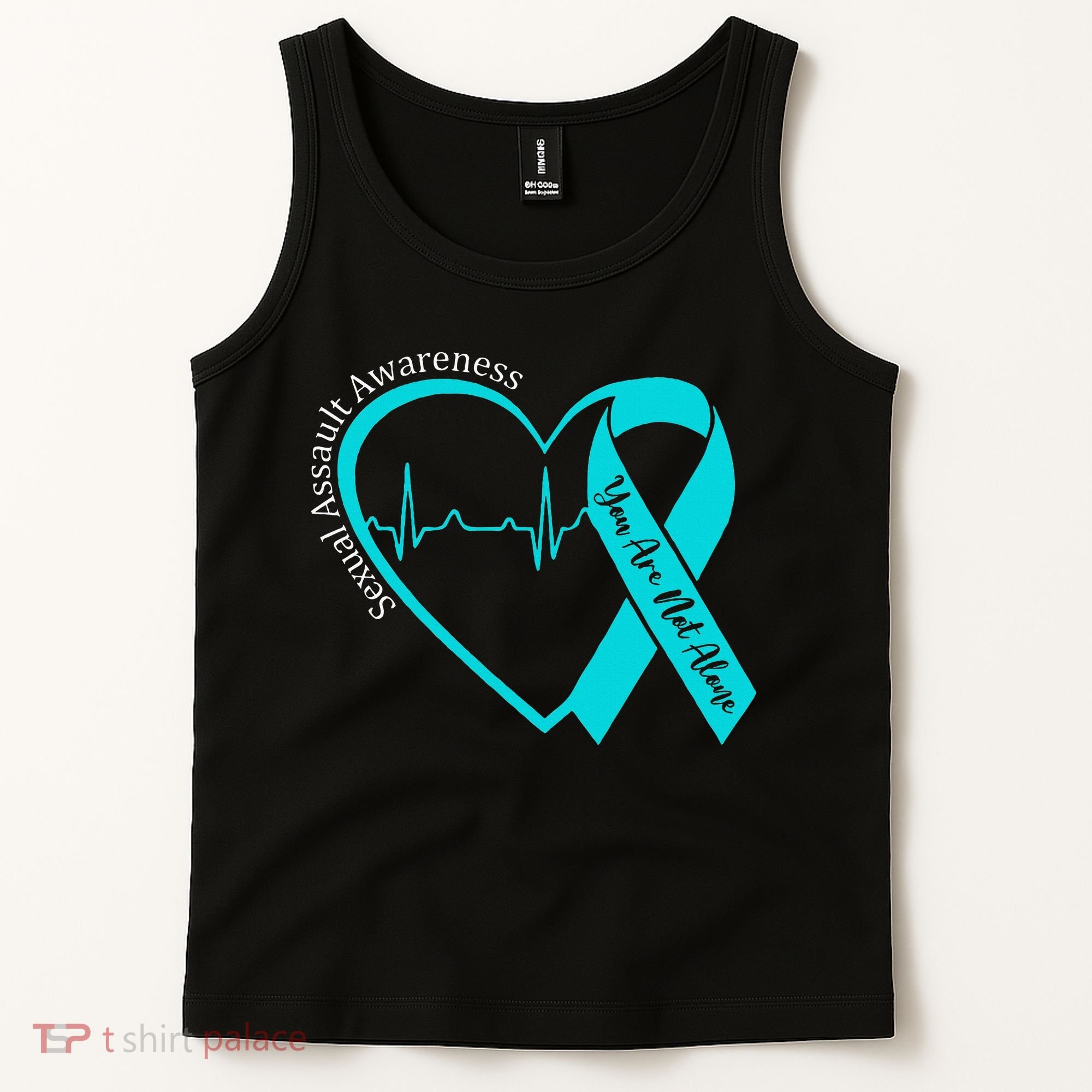 Sexual Assault Awareness Month Heart Teal Ribbon Support Tank Top