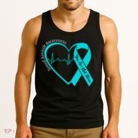 Sexual Assault Awareness Month Heart Teal Ribbon Support Tank Top thumb 3
