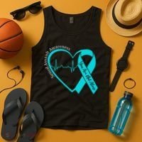 Sexual Assault Awareness Month Heart Teal Ribbon Support Tank Top thumb 4