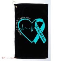 Sexual Assault Awareness Month Heart Teal Ribbon Support Golf Towel thumb 0