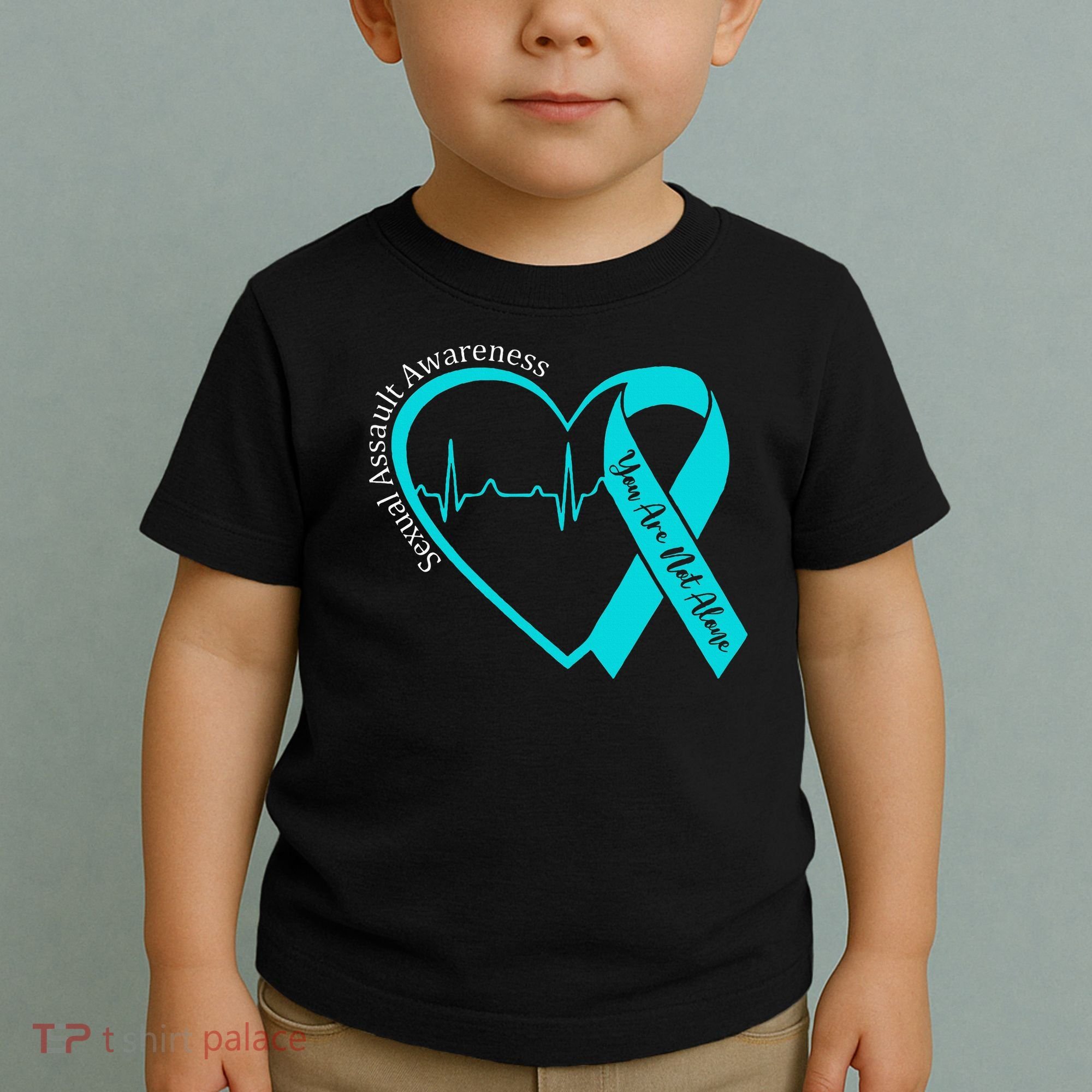 Sexual Assault Awareness Month Heart Teal Ribbon Support Toddler T-Shirt