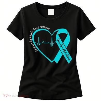 Sexual Assault Awareness Month Heart Teal Ribbon Support Women's T-Shirt