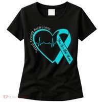 Sexual Assault Awareness Month Heart Teal Ribbon Support Women's T-Shirt thumb 0