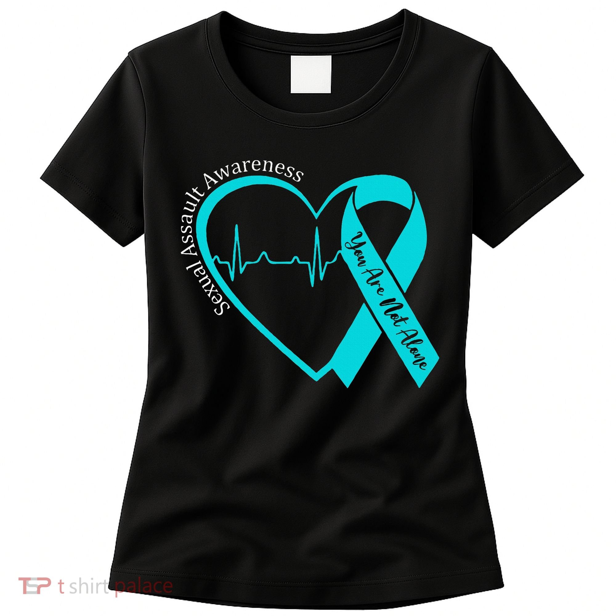 Sexual Assault Awareness Month Heart Teal Ribbon Support Women's T-Shirt