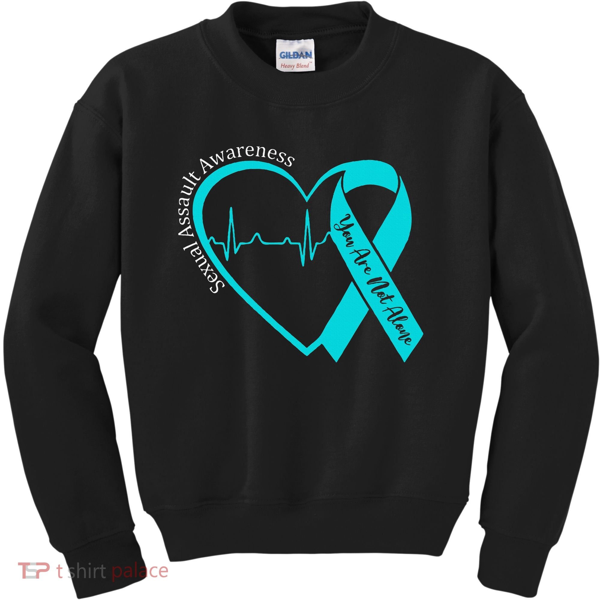 Sexual Assault Awareness Month Heart Teal Ribbon Support Kids Sweatshirt