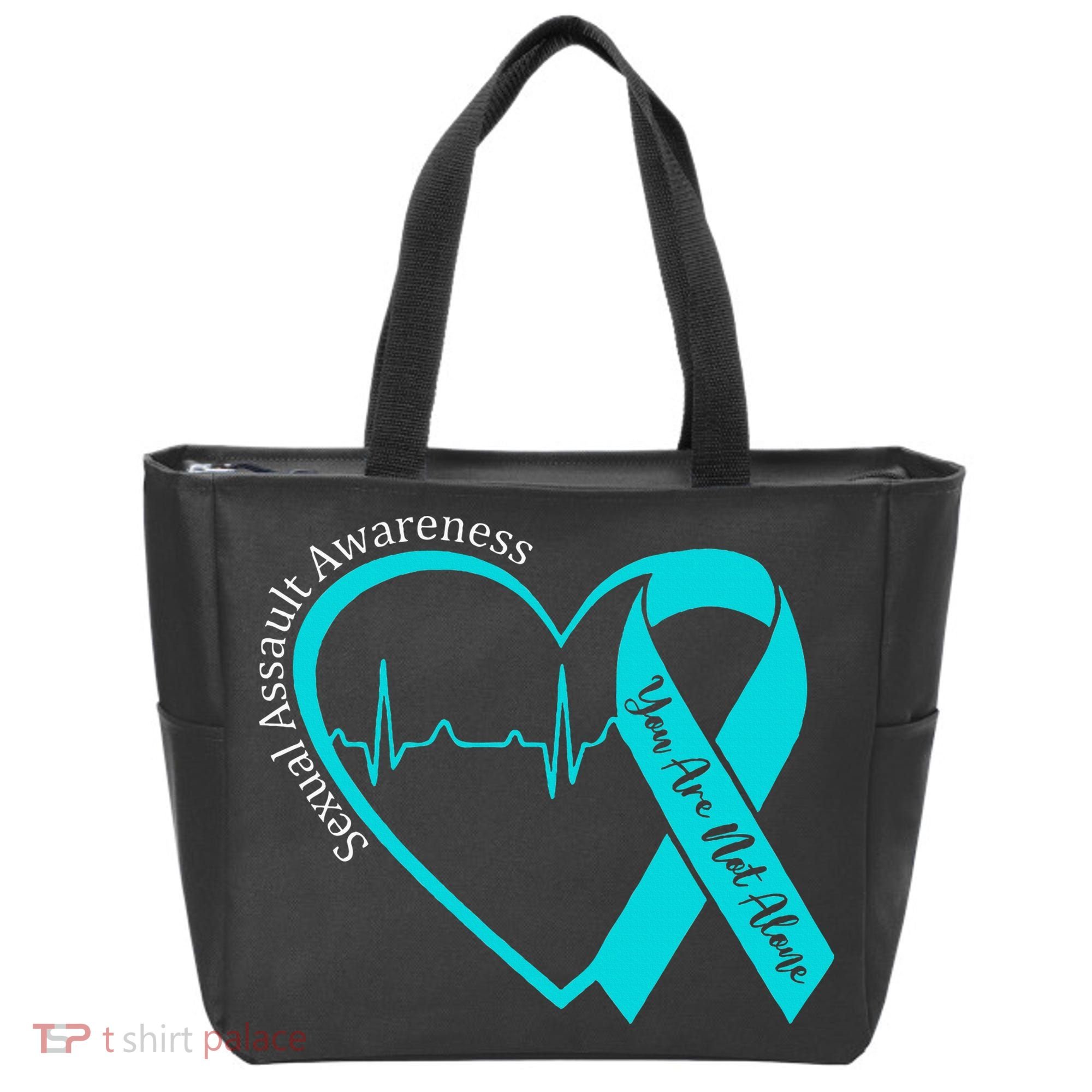 Sexual Assault Awareness Month Heart Teal Ribbon Support Tote Bag