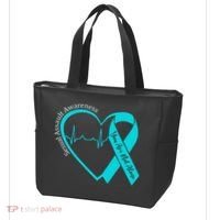 Sexual Assault Awareness Month Heart Teal Ribbon Support Tote Bag thumb 3