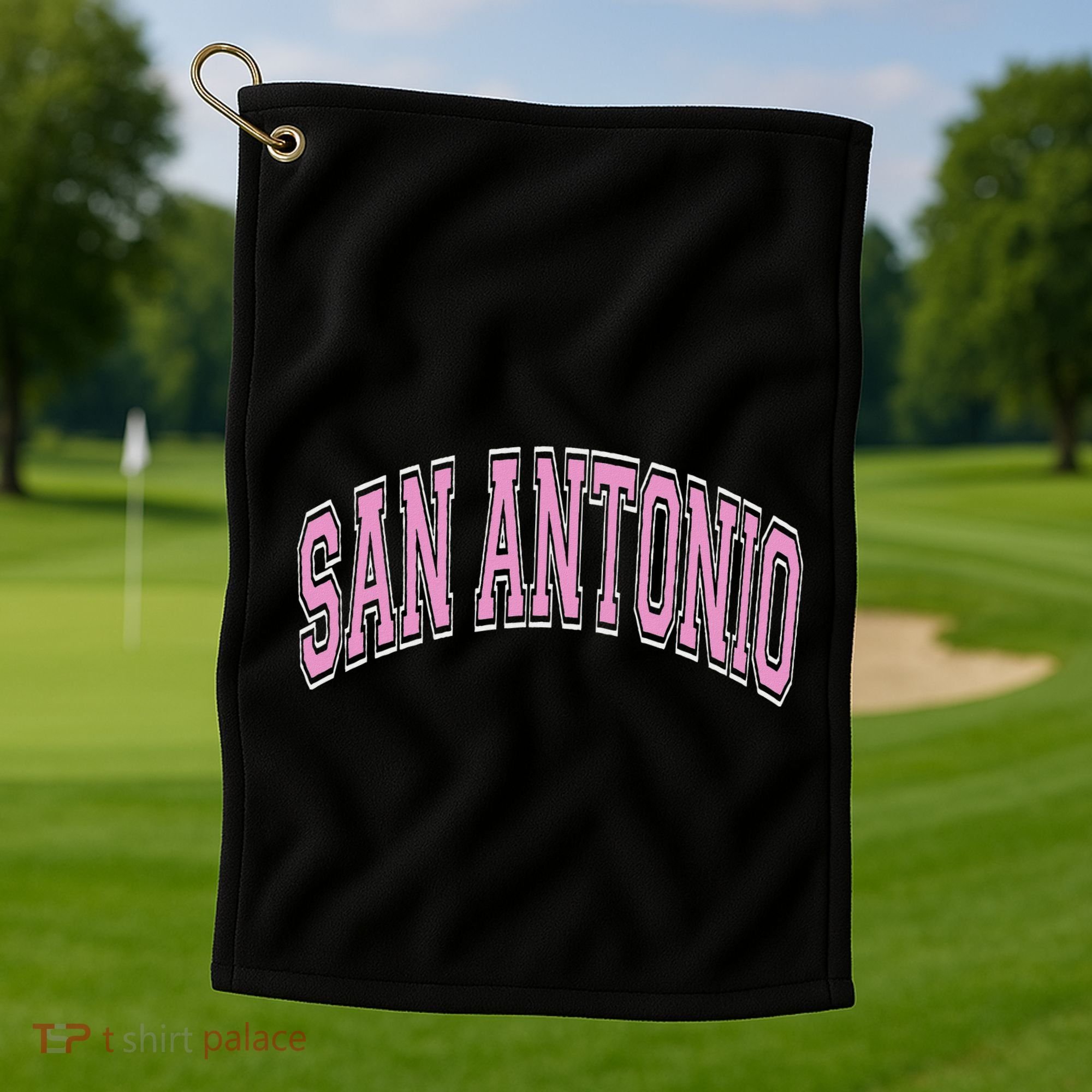 San Antonio Arched Text Golf Towel