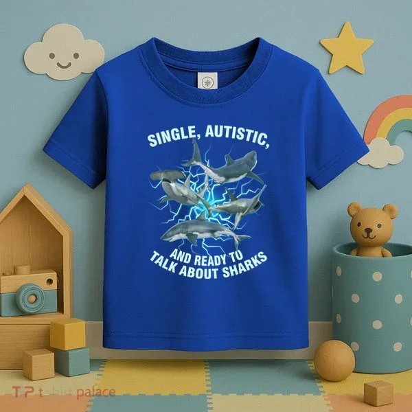Single Autistic And Ready To Talk About Sharks Toddler T-Shirt