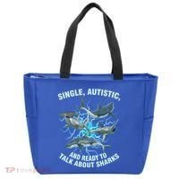 Single Autistic And Ready To Talk About Sharks Tote Bag thumb 0