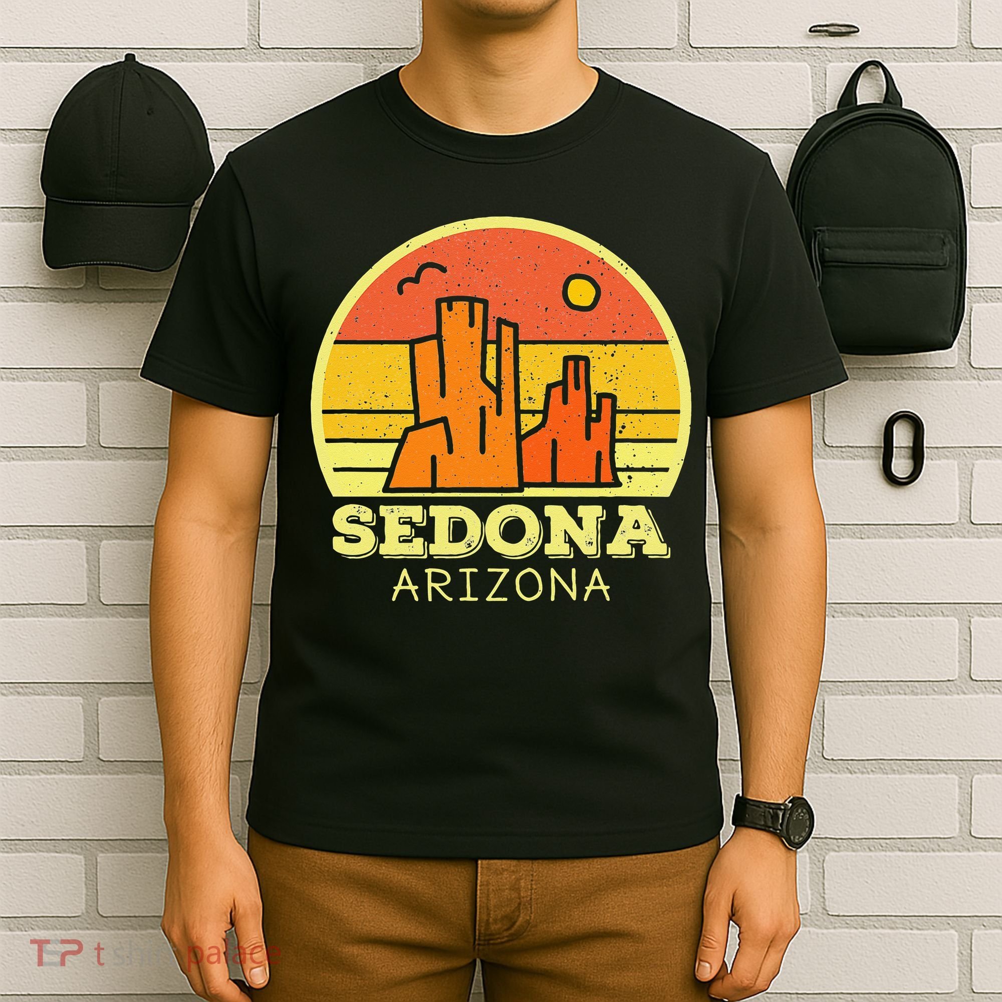 Sedona Arizona AZ Vintage Sunset Desert Camping Hiking T-Shirt