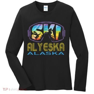 Ski Alyeska Alaska Skiing Vacation Women's Long Sleeve Shirt