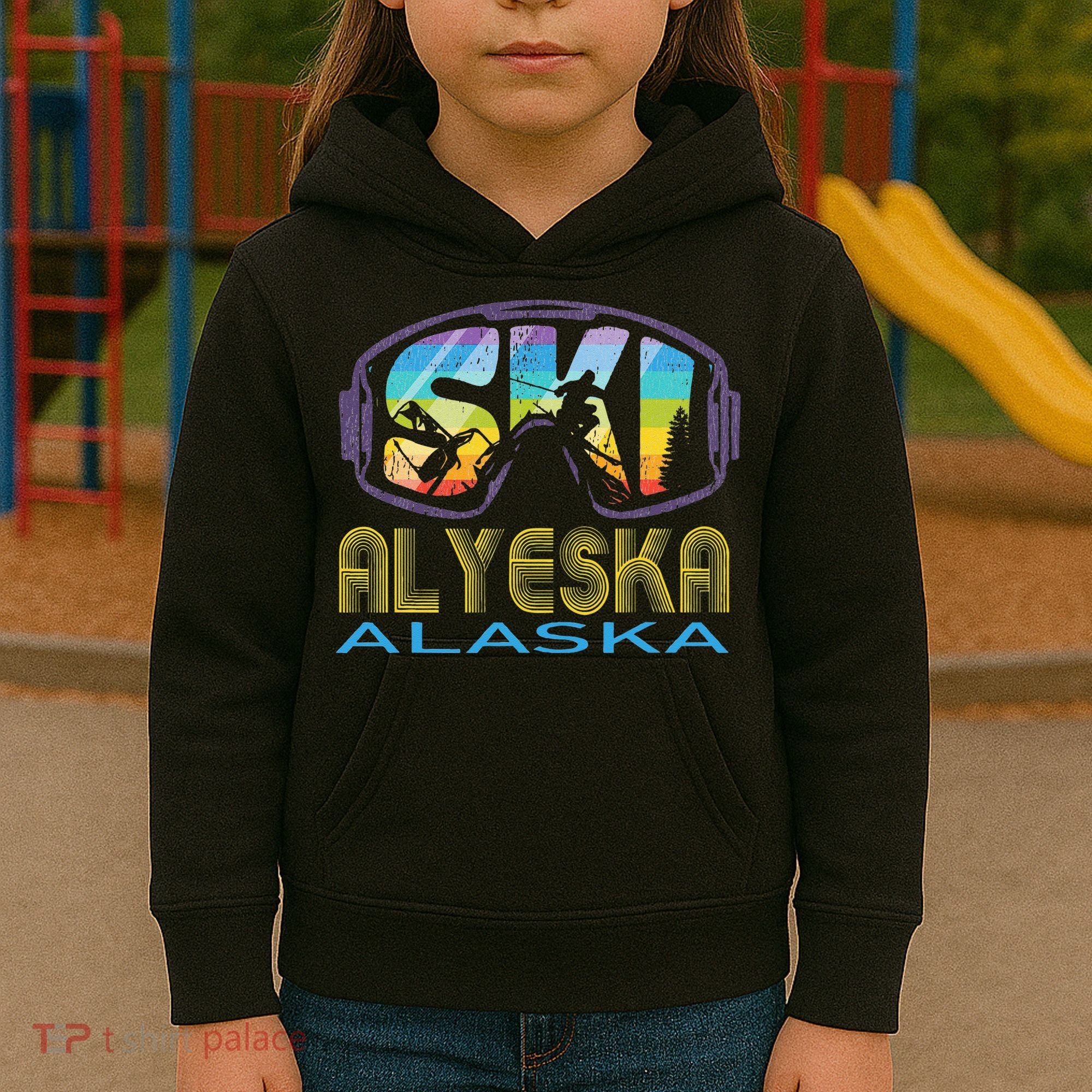 Ski Alyeska Alaska Skiing Vacation Kids Hoodie
