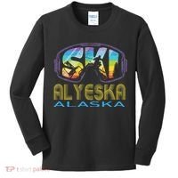 Ski Alyeska Alaska Skiing Vacation Kids Long Sleeve Shirt thumb 0