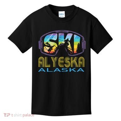 Ski Alyeska Alaska Skiing Vacation Kids T-Shirt