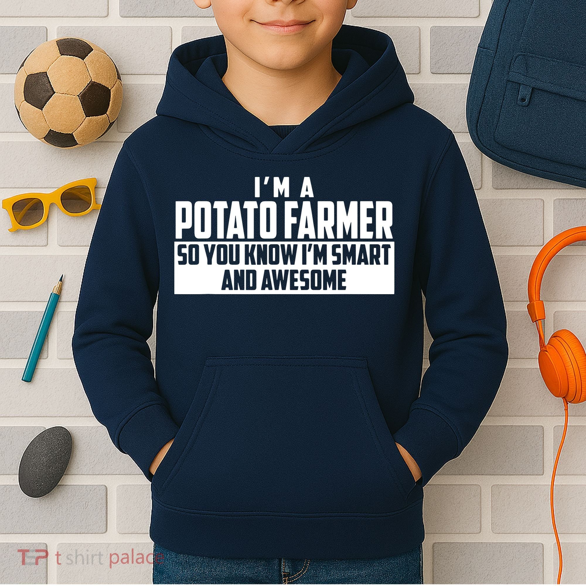 Smart And Awesome Potato Farmer Kids Hoodie