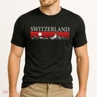 Swiss Alps And Red Sunset Switzerland Mountains Cooling Performance Crew T-Shirt thumb 2