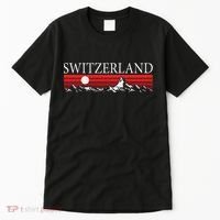 Swiss Alps And Red Sunset Switzerland Mountains Tall T-Shirt thumb 0