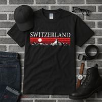 Swiss Alps And Red Sunset Switzerland Mountains Tall T-Shirt thumb 3