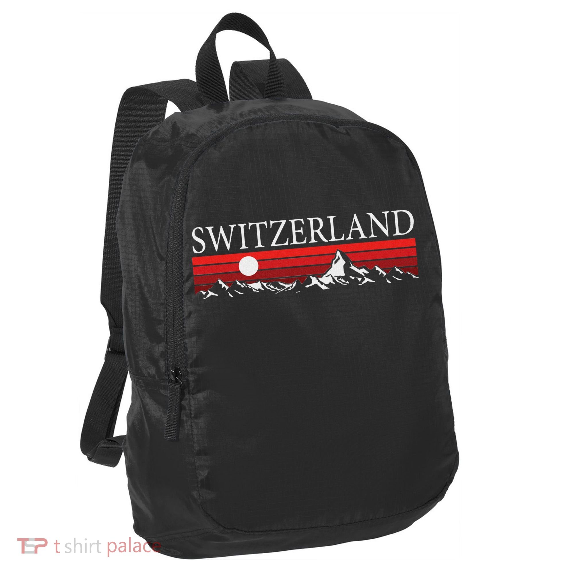 Swiss Alps And Red Sunset Switzerland Mountains Port Authority Crush Ripstop Backpack