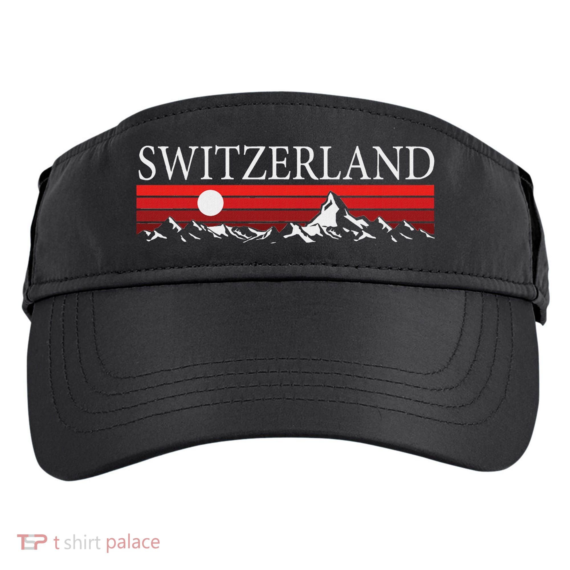 Swiss Alps And Red Sunset Switzerland Mountains Adult Drive Performance Visor