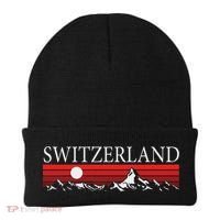 Swiss Alps And Red Sunset Switzerland Mountains Beanie thumb 0