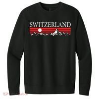Swiss Alps And Red Sunset Switzerland Mountains V.I.T. Fleece Crew Sweatshirt thumb 0