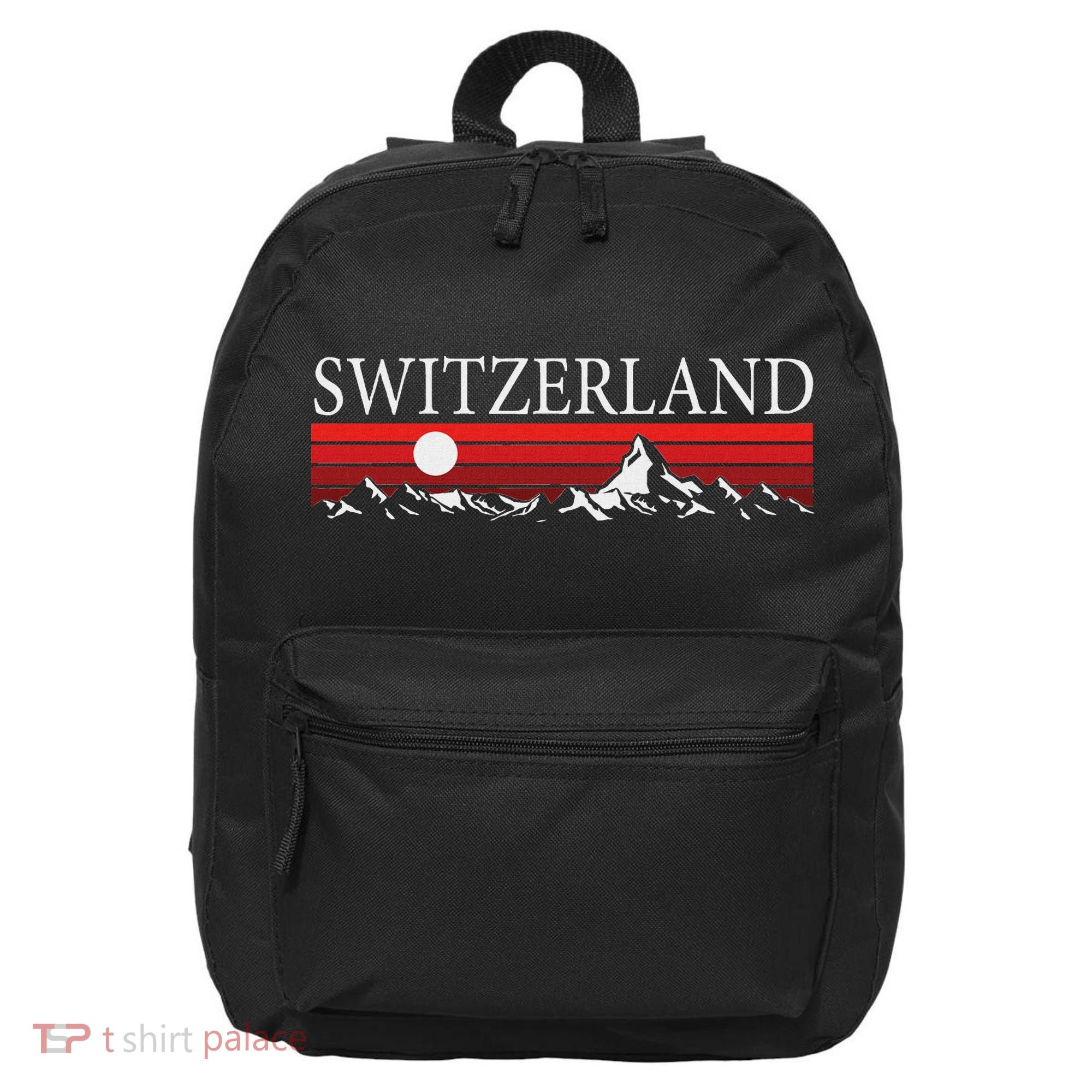 Swiss Alps And Red Sunset Switzerland Mountains 16 in Basic Backpack