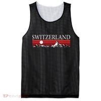 Swiss Alps And Red Sunset Switzerland Mountains Mesh Reversible Basketball Jersey Tank thumb 0
