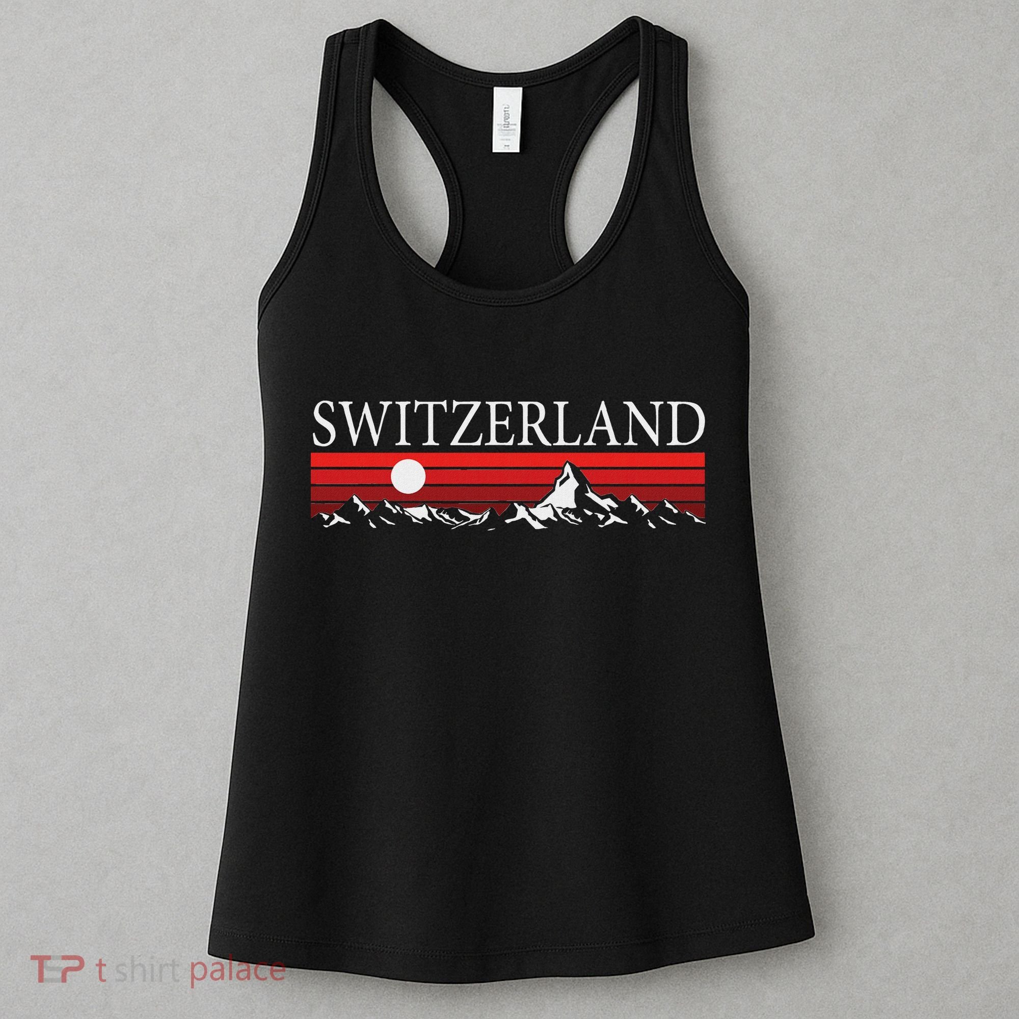 Swiss Alps And Red Sunset Switzerland Mountains Women's Tank Top