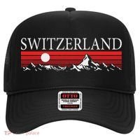 Swiss Alps And Red Sunset Switzerland Mountains Hat thumb 0