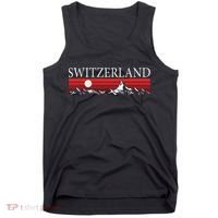 Swiss Alps And Red Sunset Switzerland Mountains Tank Top thumb 0